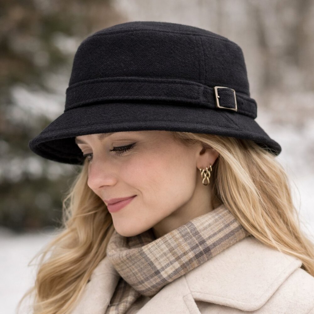 Tilley Endurables Winter Hat Toasty & Cozy Wool Black Made in Canada